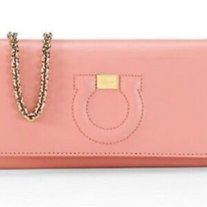 Salvatore Ferragamo Coral Pink Chain Wallet